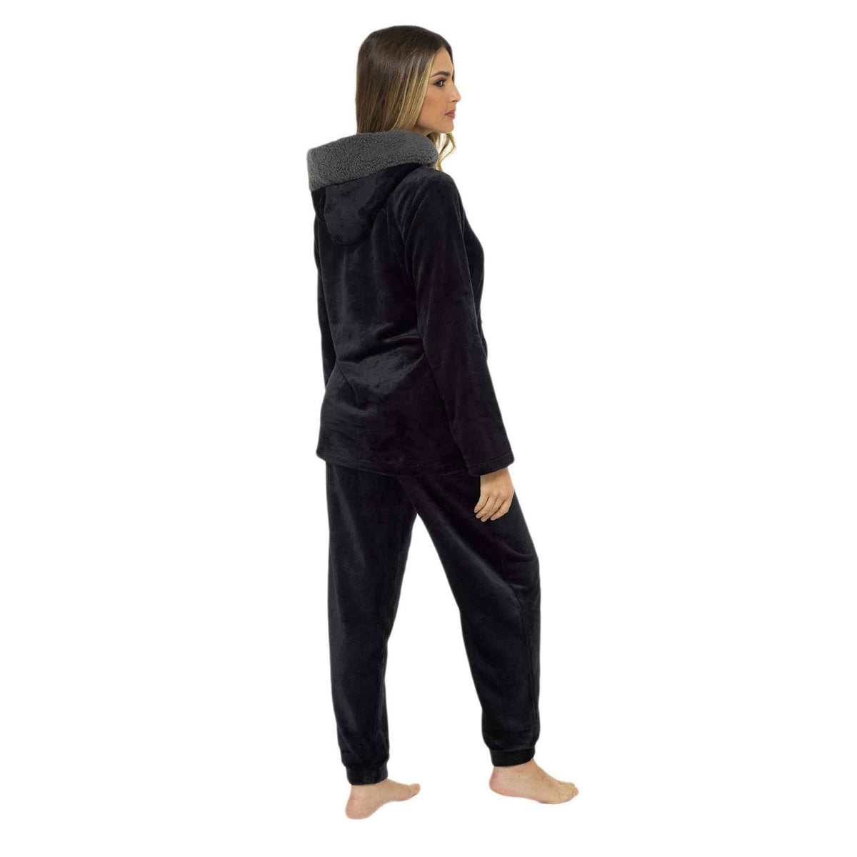 Women's Plush Fleece Hooded Pyjama Set Ultra Soft Winter